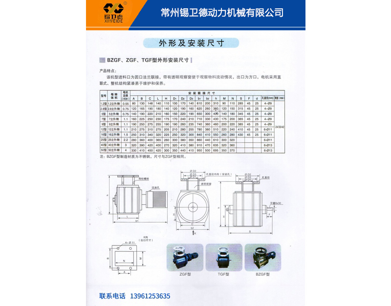 BZGF,ZGF,TGF型外形及安装尺寸